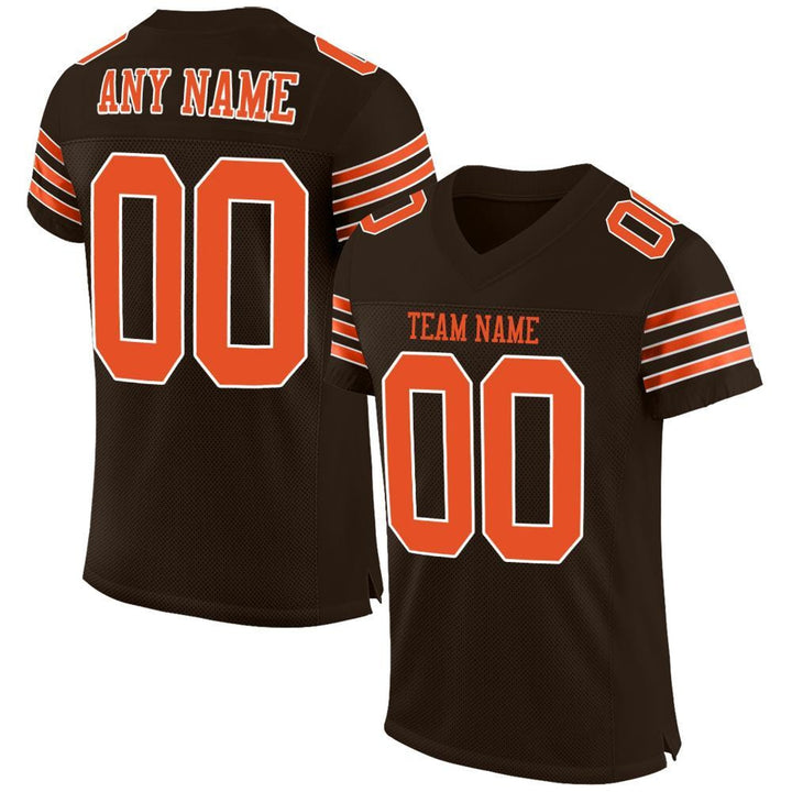 Custom Dark Brown Orange Football Jersey – Personalized Team Name and Number