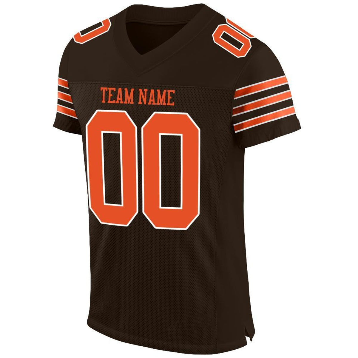 Custom Brown Orange-White Mesh Football Jersey - 4