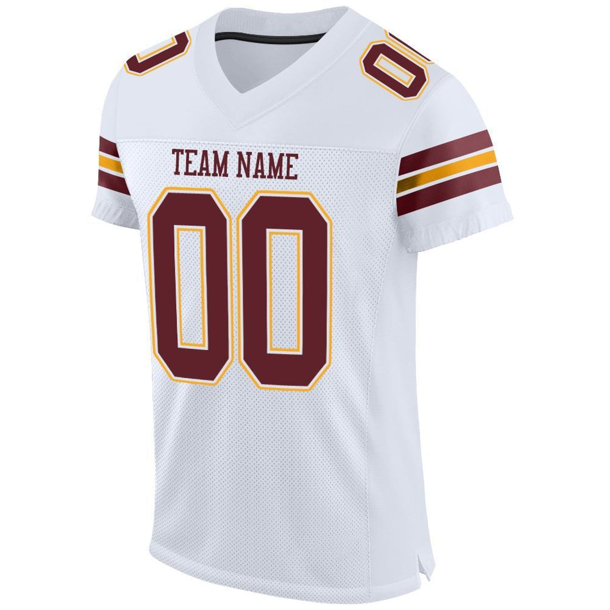 Custom White Burgundy-Gold Mesh Football Jersey - 4