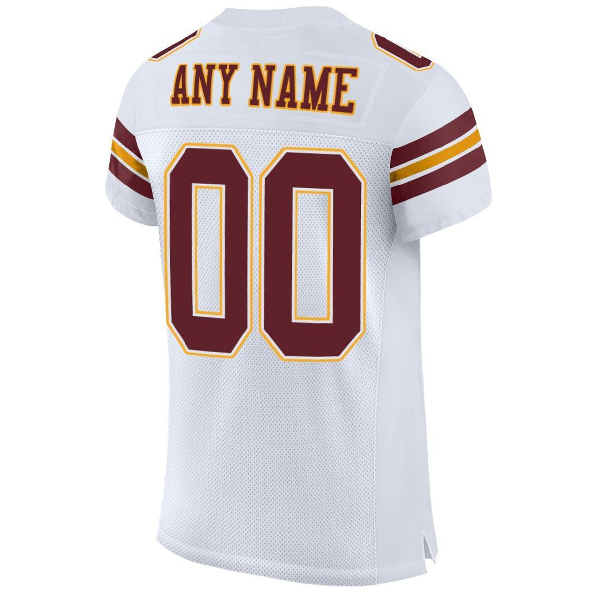 Custom White Burgundy-Gold Mesh Football Jersey - 5