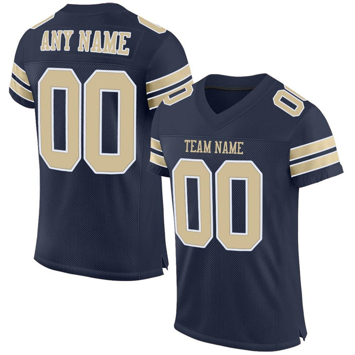 Custom Navy Champagne Football Jersey – Personalized Team Name and Number