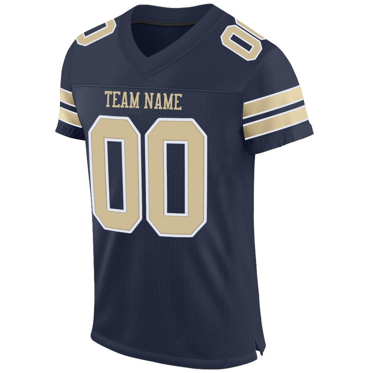 Custom Navy Vegas Gold-White Mesh Football Jersey - 4