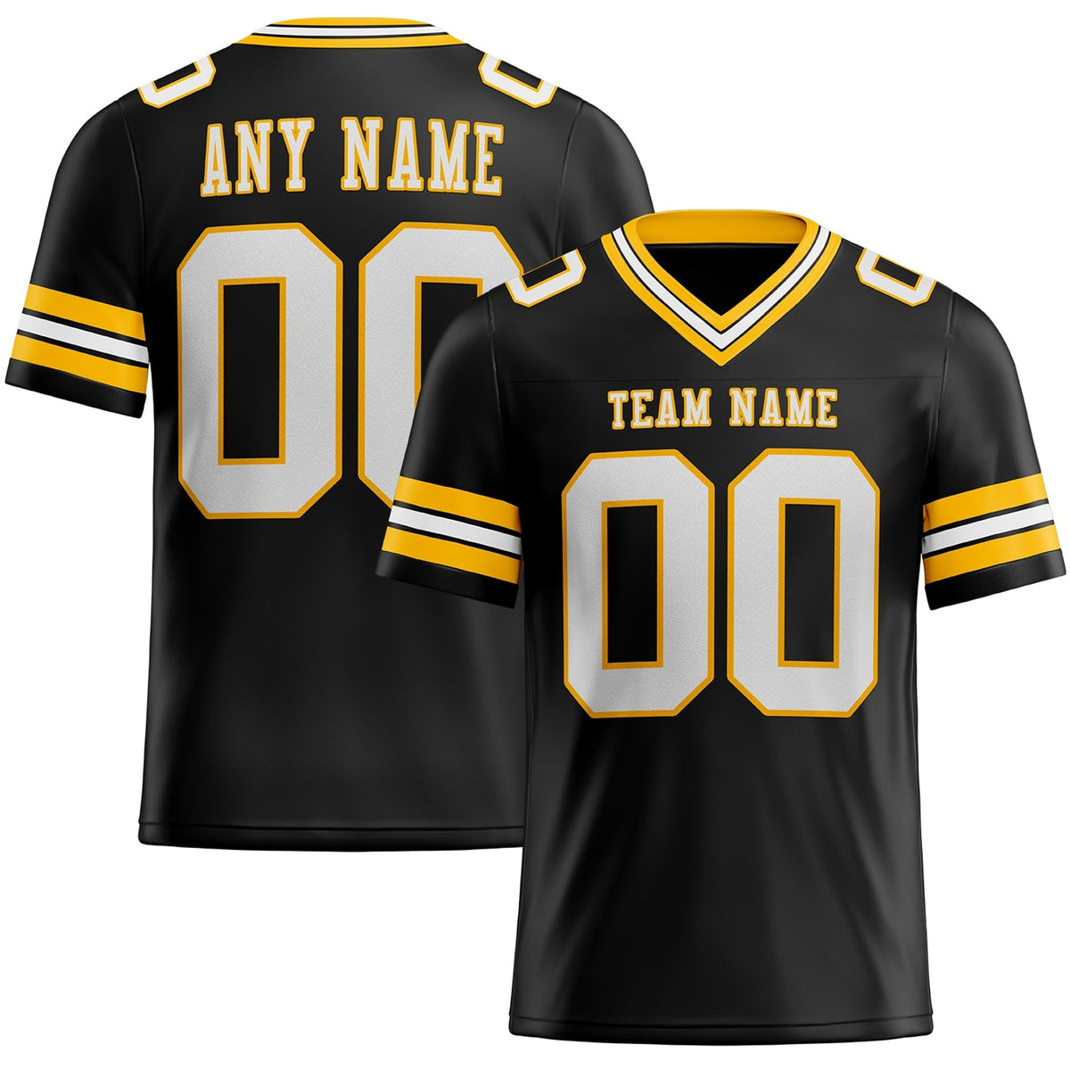 Custom Black White-Gold Football Jersey - 1