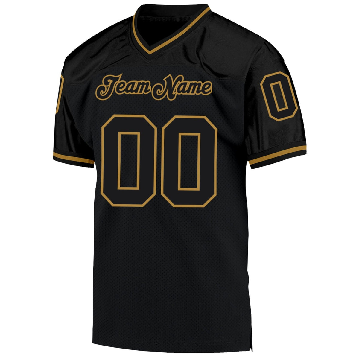 Custom Black Black-Old Gold Mesh Throwback Football Jersey - 4