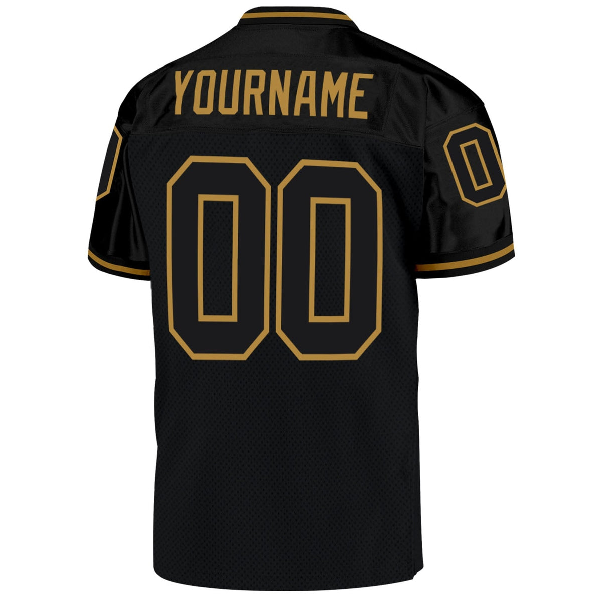 Custom Black Black-Old Gold Mesh Throwback Football Jersey - 5