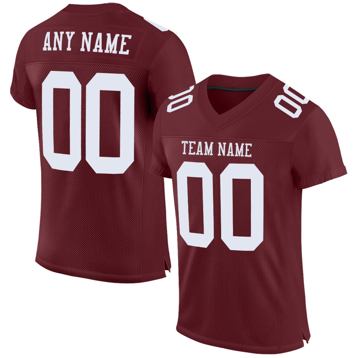 Custom Burgundy White Mesh Football Jersey - 1