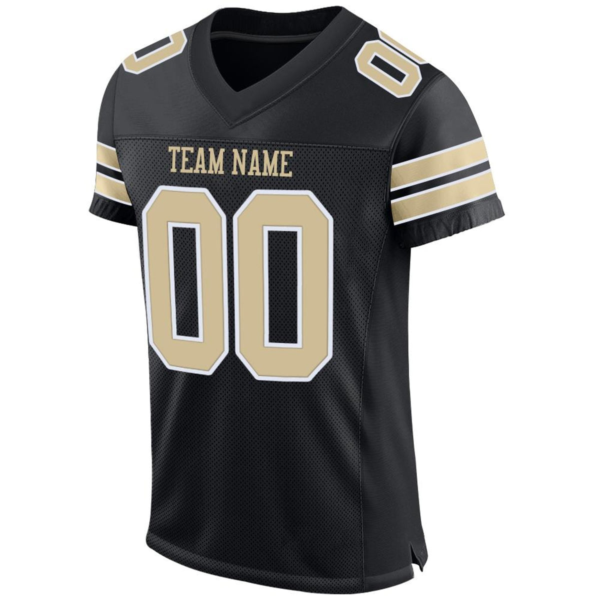 Custom Black Vegas Gold-White Mesh Football Jersey - 4