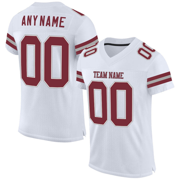 Classic White Maroon Football Jersey – Custom Name and Number