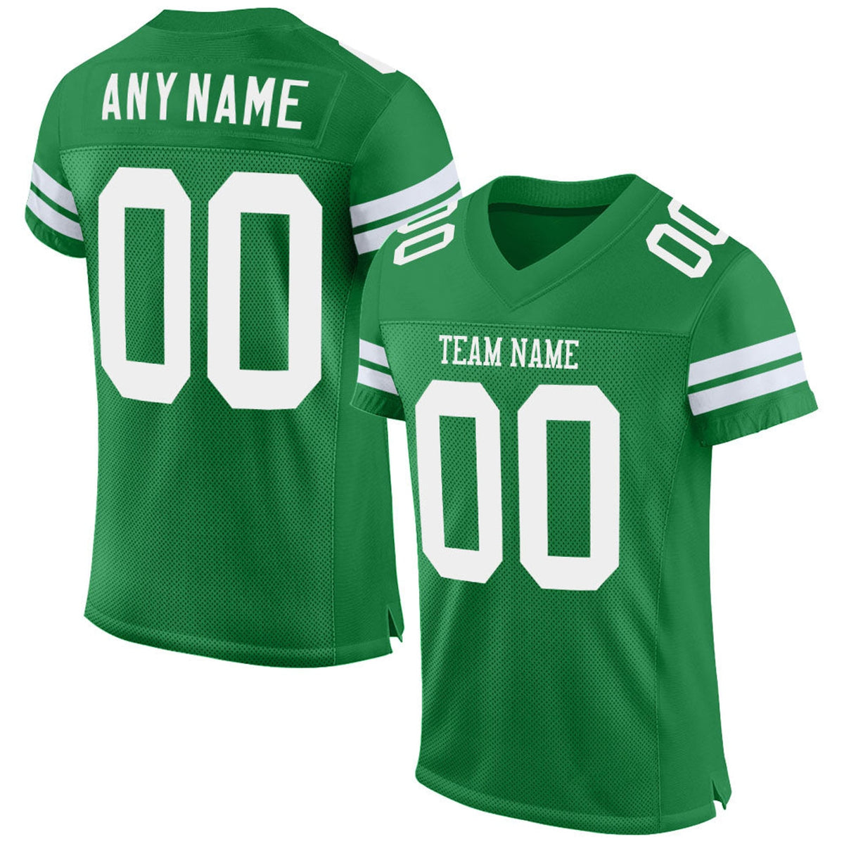 Custom Grass Green White Mesh Football Jersey - 1