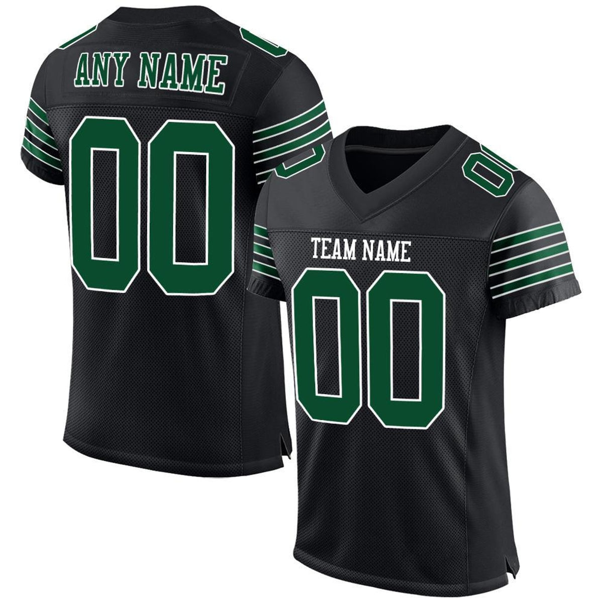 Custom Black Grass Green-White Mesh Football Jersey - 1