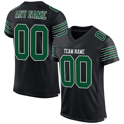 Custom Black Grass Green-White Mesh Football Jersey - 1