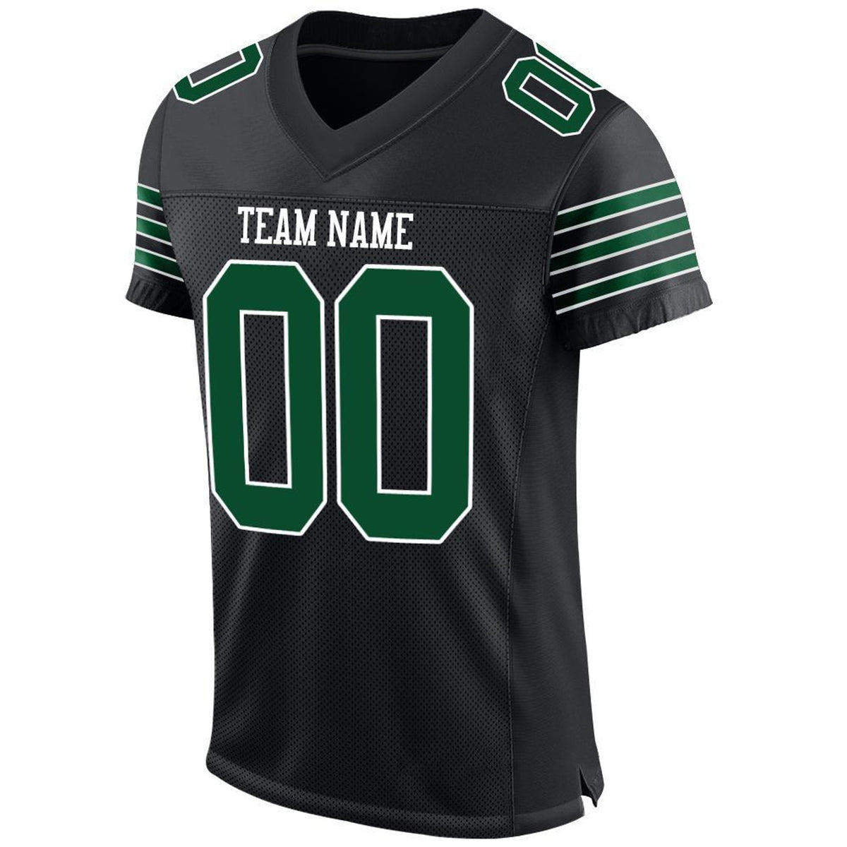 Custom Black Grass Green-White Mesh Football Jersey - 4