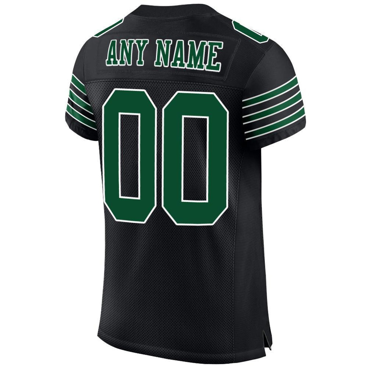 Custom Black Grass Green-White Mesh Football Jersey - 5