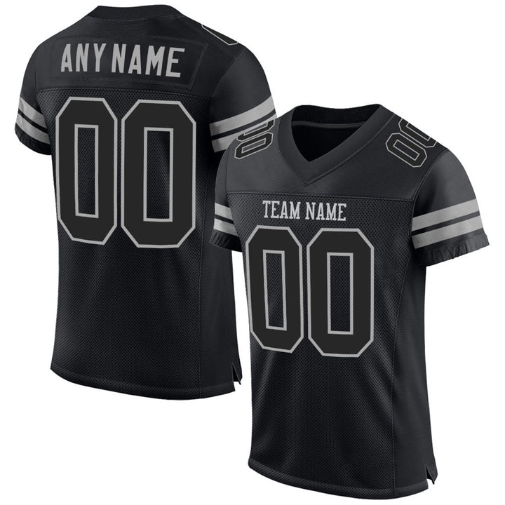 Stealth Black Silver Football Jersey – Custom Name and Number
