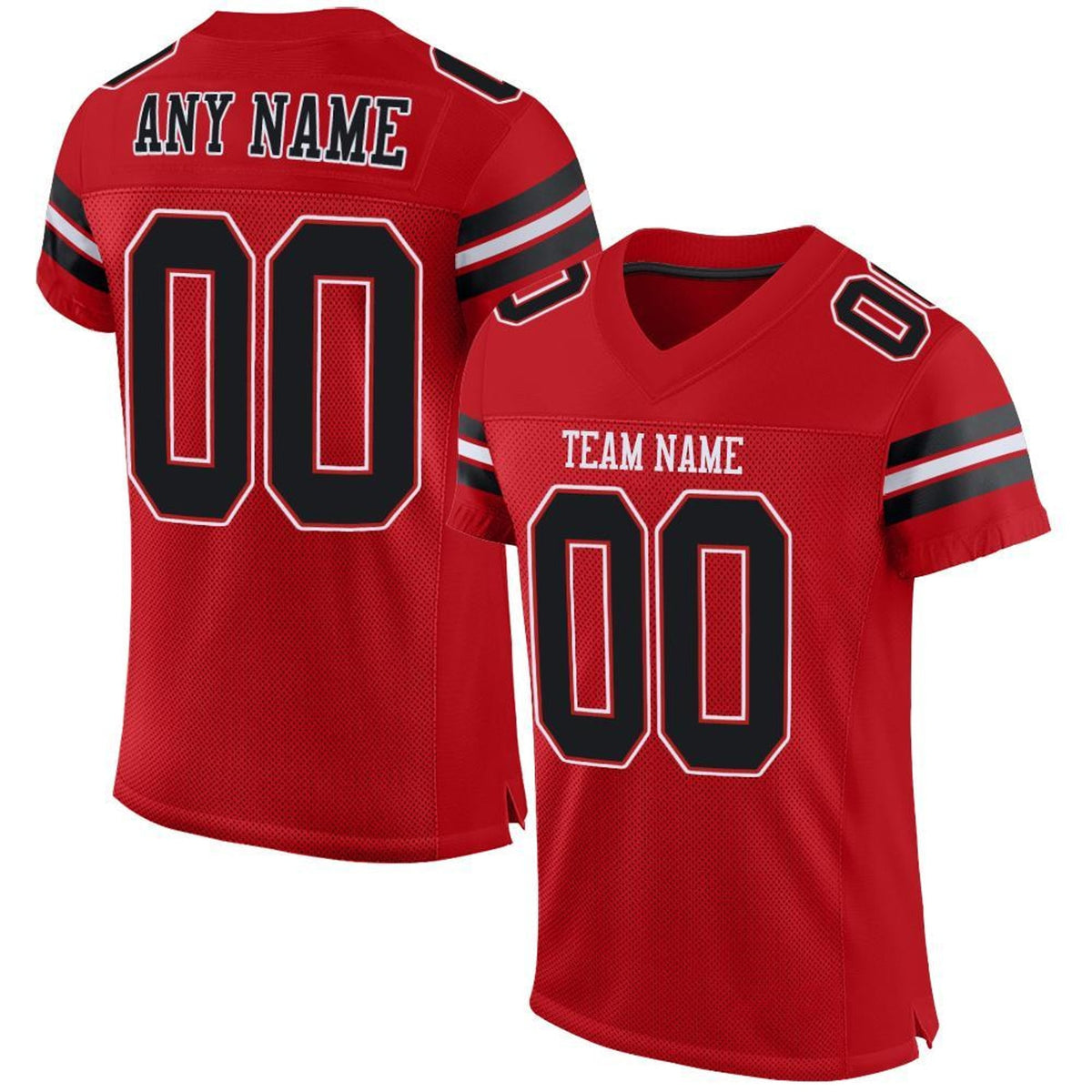 Custom Red Black-White Mesh Football Jersey - 1
