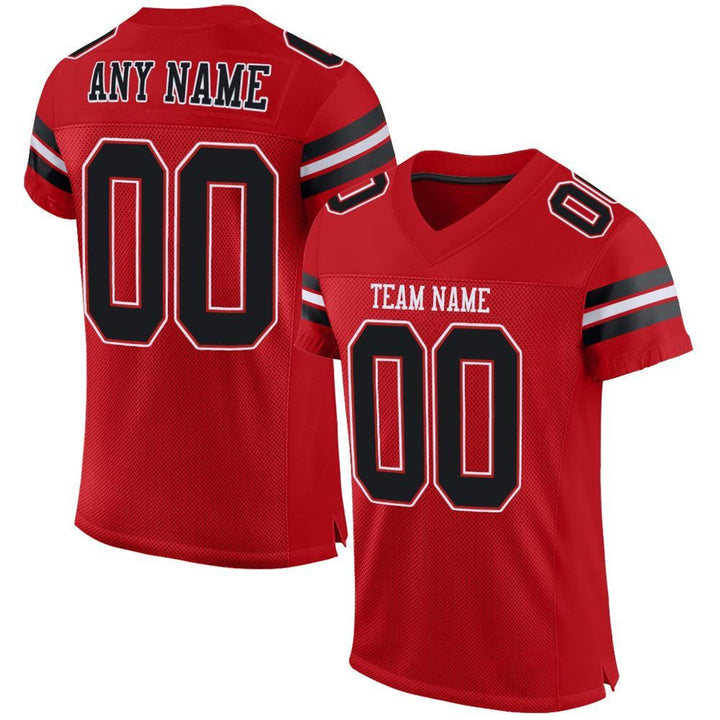 Custom Red Black Stripe Football Jersey – Personalized Team Name and Number