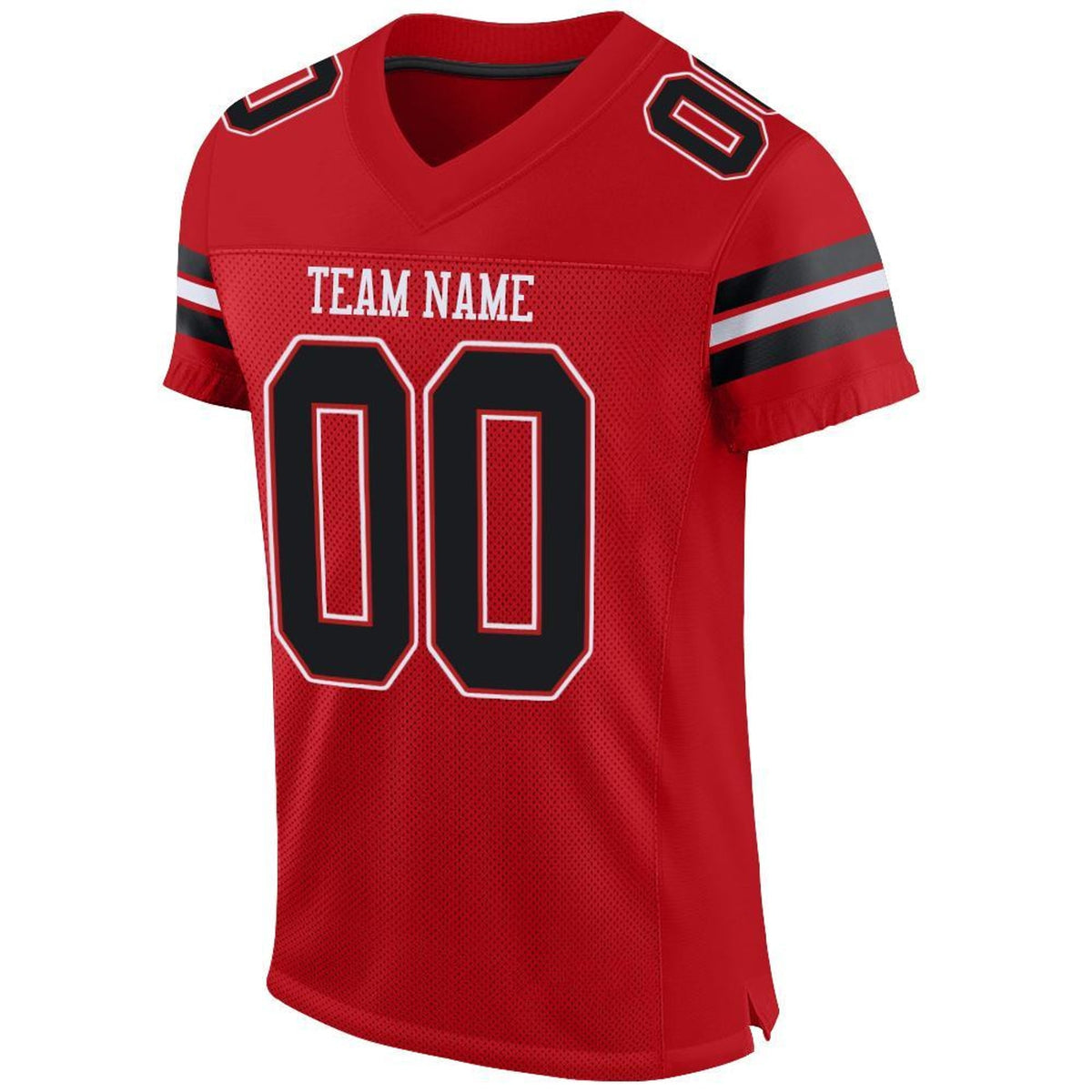 Custom Red Black-White Mesh Football Jersey - 4