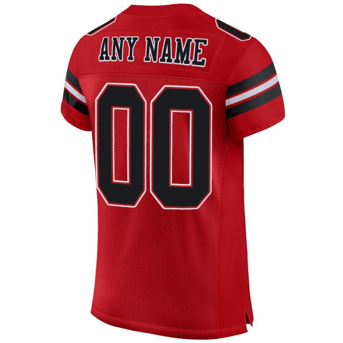 Custom Red Black-White Mesh Football Jersey - 5