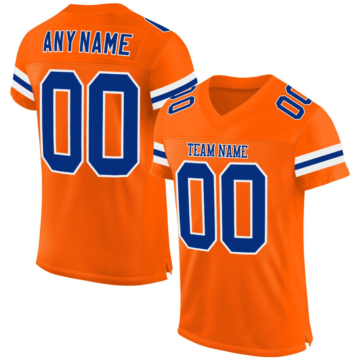 Custom Orange Royal-White Mesh Football Jersey - 1