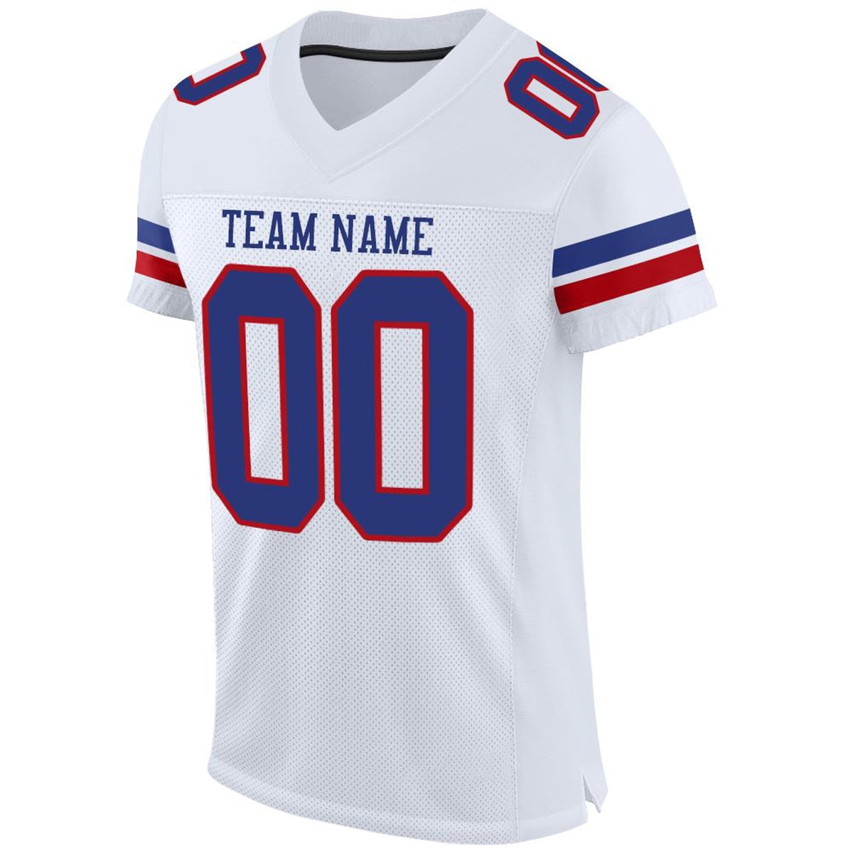 Custom White Royal-Red Mesh Football Jersey - 4