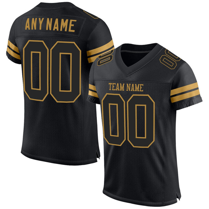 Custom Black and Gold Football Jersey – Personalized Team Name and Number