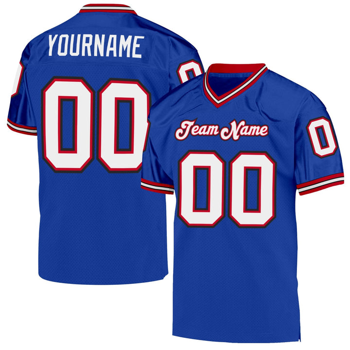 Custom Blue Red Trim Football Jersey – Personalized Name and Number