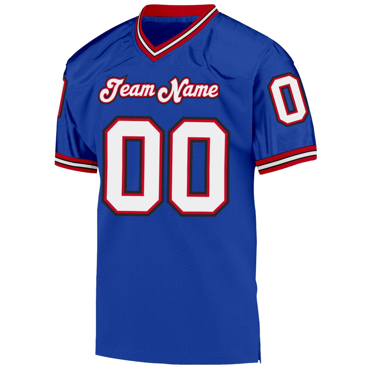 Custom Royal White-Red Mesh Throwback Football Jersey - 4