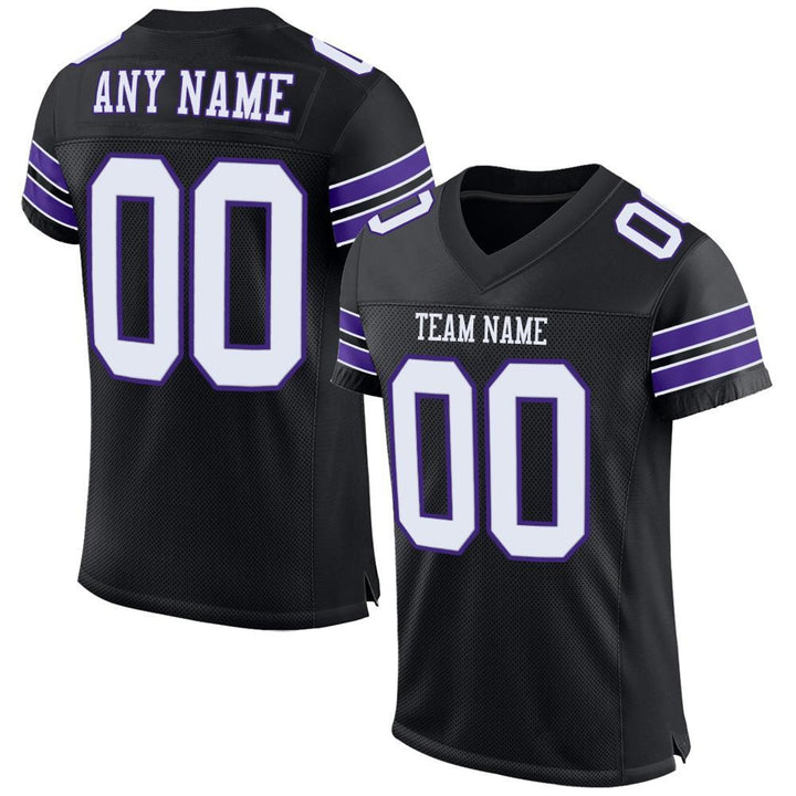Custom Black and Purple Football Jersey – Personalized Team Name and Number