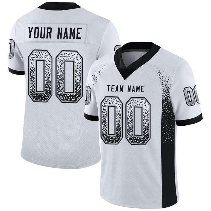 Custom White and Black Football Jersey – Personalized Team Name and Number