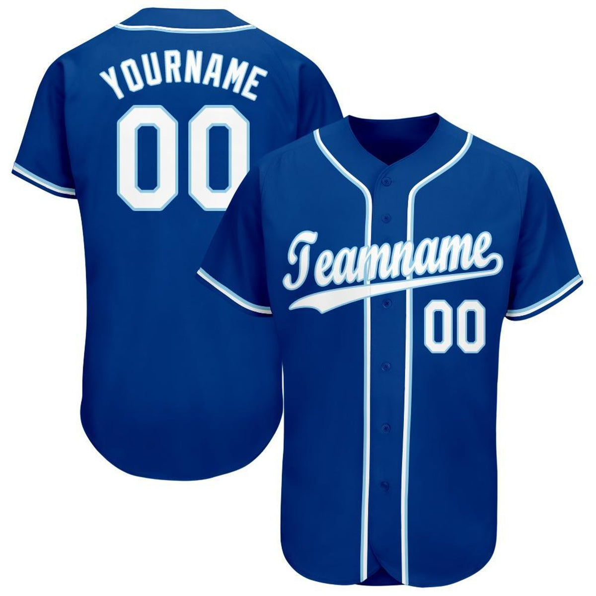 Custom Royal White-Light Blue Baseball Jersey - 1