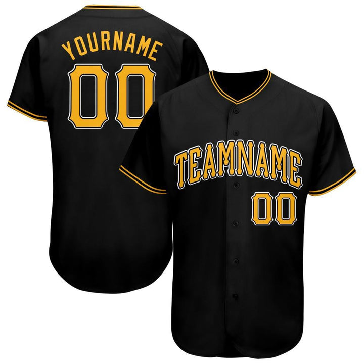 Black Gold Classic Baseball Jersey – Custom Team Name and Number