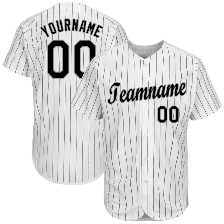 White Pinstripe Baseball Jersey – Custom Team Name and Number
