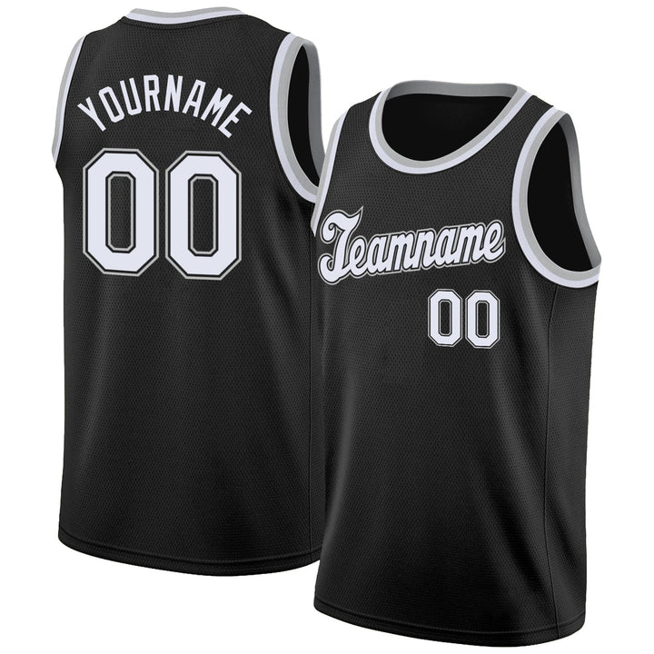 Black Silver Basketball Jersey – Custom Team Name and Number