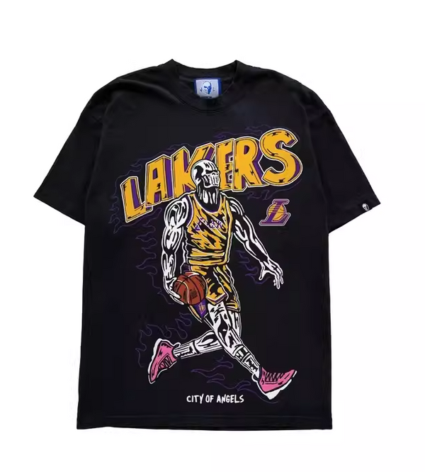 Los Angeles Lakers Skeleton Basketball Player Graphic T-Shirt