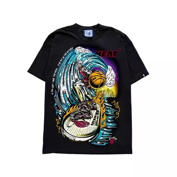 Miami Heat Skeleton Basketball Wave Graphic T-Shirt
